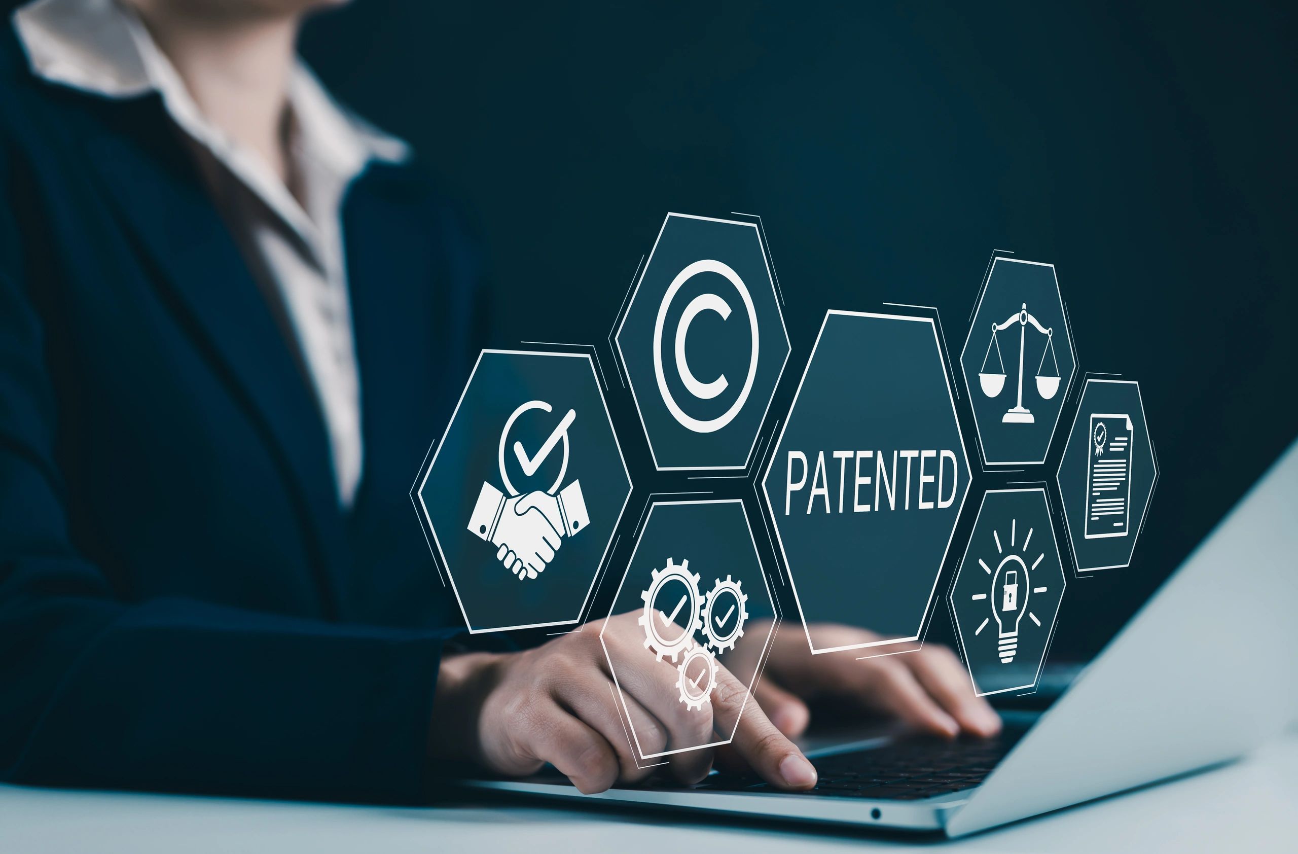 Consultant presenting intellectual property solutions